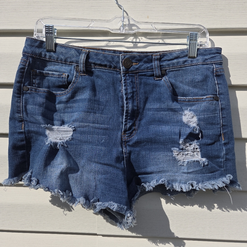 Refuge Blue Distressed Jean Shorts